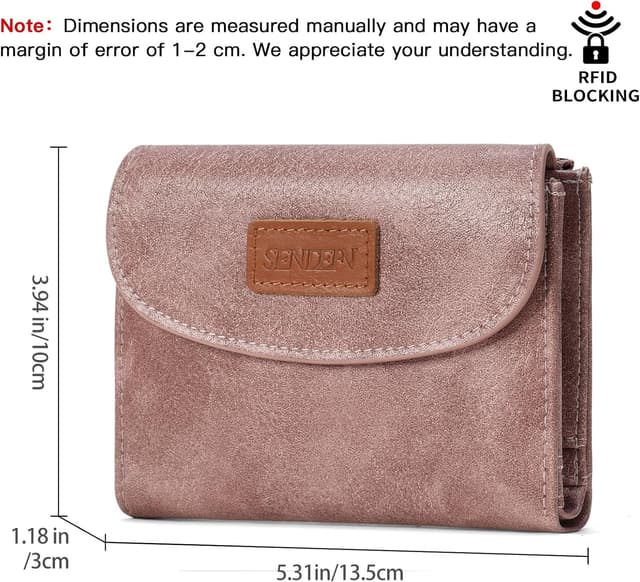 Detalle 2 de SENDEFN Women’s Cow Print Vegan Leather RFID Bifold Purse with Zipper Coin Pocket