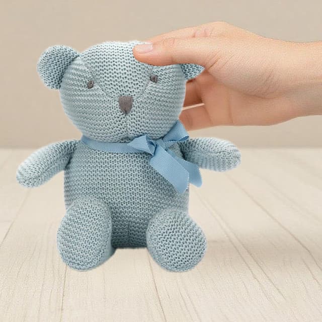 Thumbnail 6 de FLUFFYFUN 100% Organic Cotton Blue Teddy Bear (6.5") for Newborns