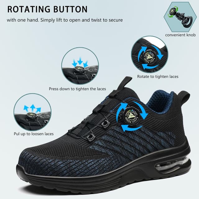 Detalle de Chaussures de sécurité légères respirantes avec embout acier et fermeture à bouton (lacet rapide)