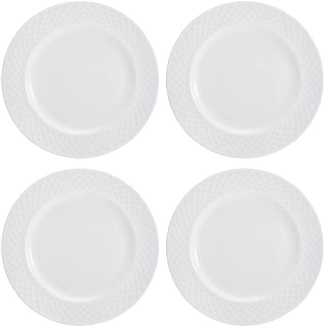 Detalle de Mikasa Trellis 16-Piece Bone China Dinnerware Set in White (Plates, Bowls, and Mugs)