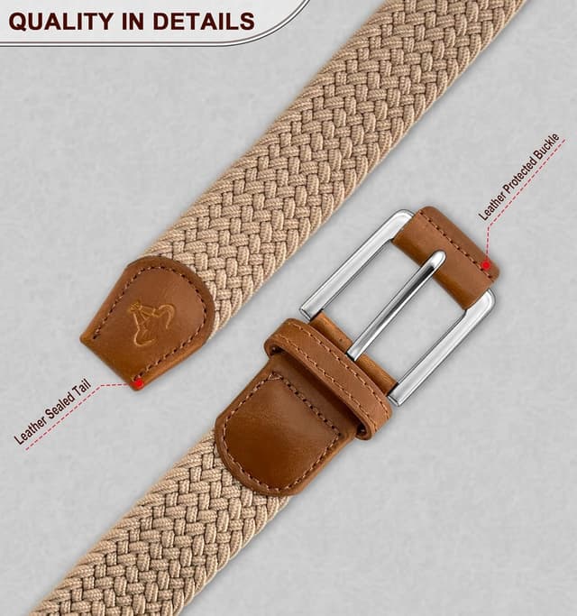 Detalle de BULLIANT men’s elasticated stretch woven belt (braided) with adjustable buckle