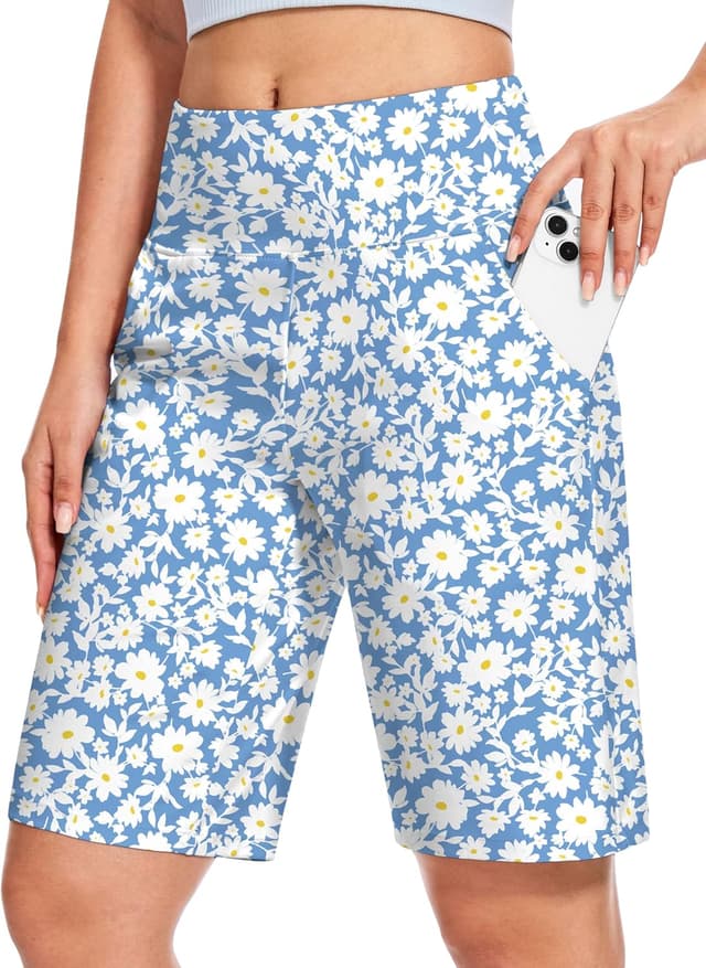 Thumbnail 6 de Blouty Women's 9" Bermuda Long Shorts with Pockets, High-Waisted Lounge & Athletic Shorts