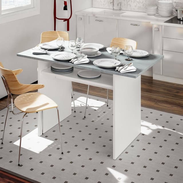 Detalle 1 de Dmora Tavolo Lowell 109x67x78, bianco e rovere