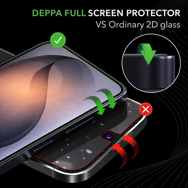 Detalle de Deppa Lot de 2 anti-espion pour Samsung S26 (6,3”) – Verre trempé avec kit de pose facile