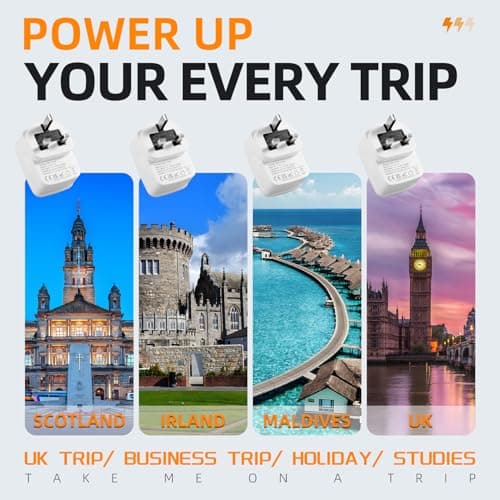 Detalle de Adaptador UK a España 3 USB‑A y 1 USB‑C 🔌