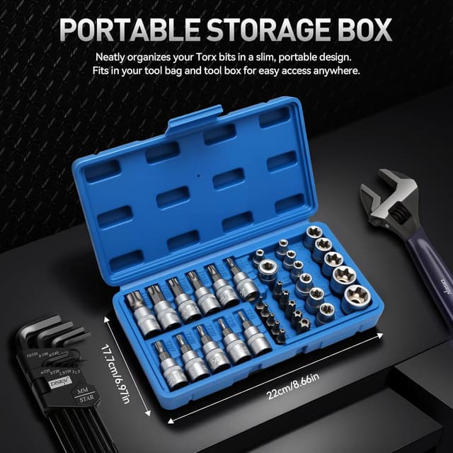 Detalle 2 de 34-Piece Torx Star Bit Socket Set 3/8-inch