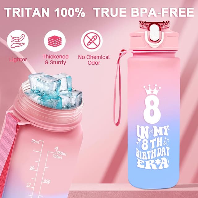 Detalle de Awfrky 8 Year Old Girl Birthday Gift Set (7 pieces) with 25oz tumbler, pearl necklace, and more