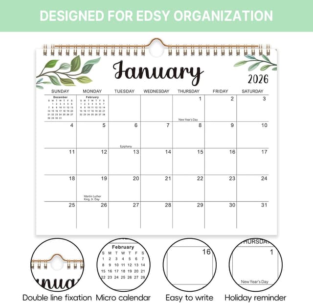 Thumbnail 1 de Comix 2026 Wall Calendar 12 Month Planner 🗓