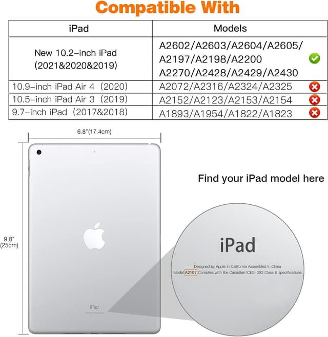 Detalle 2 de MoKo Stoßfeste Schutzhülle für iPad 7/8/9 (10,2 Zoll) inkl. Displayschutz & Ständer – Blaue Welle