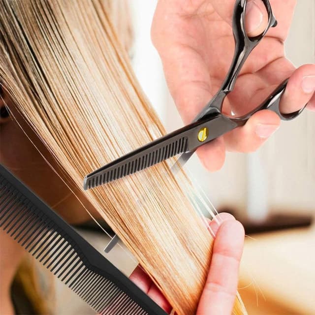 Detalle de OCBA Profi Friseurschere 6 Zoll (schwarz) – Haarschneideschere für Damen, Herren & Bart