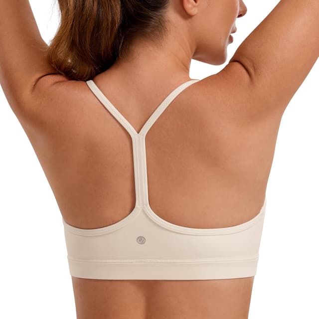 Detalle de CRZ YOGA Butterluxe : soutien-gorge de sport yoga léger à bretelles spaghetti et dos croisé