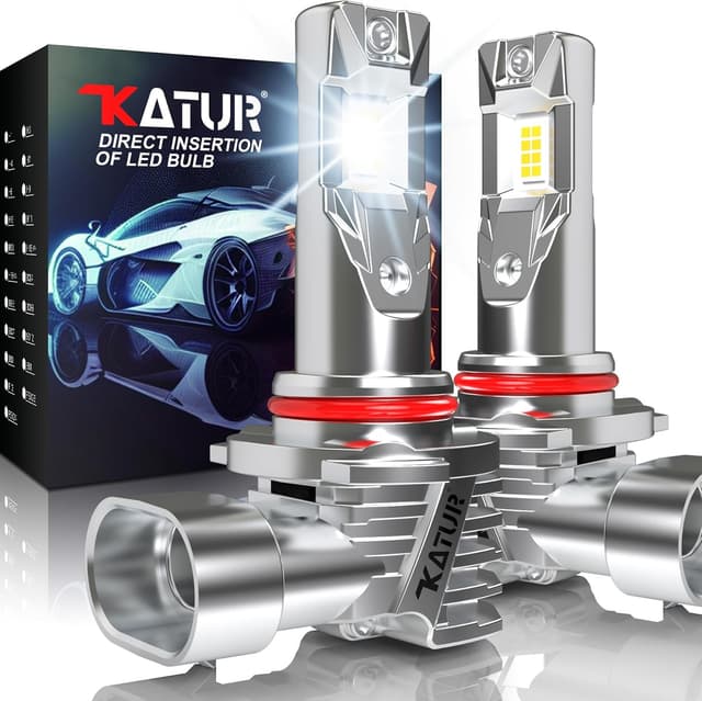 Detalle de KATUR HB3 LED Headlight Bulbs (9005) 6000K, fanless waterproof plug-and-play conversion kit, pack of 2