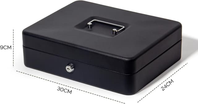 Detalle 2 de GREELUE abschließbare Geldkassette mit Münzzählbrett, 30 × 24 × 9 cm (Schwarz)