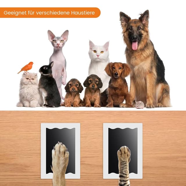 Detalle 2 de 3-teiliges Pfotenabdruck-Set für Baby, Hund & Katze (mit 6 Karten, 3 Stempelkissen) – Andenken zum Hundegeburtstag