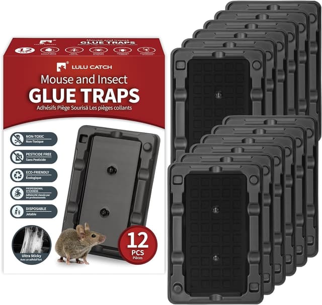 Detalle de LULUCATCH Mouse & Insect Traps 12-Pack: heavier sticky glue trays for indoor pests