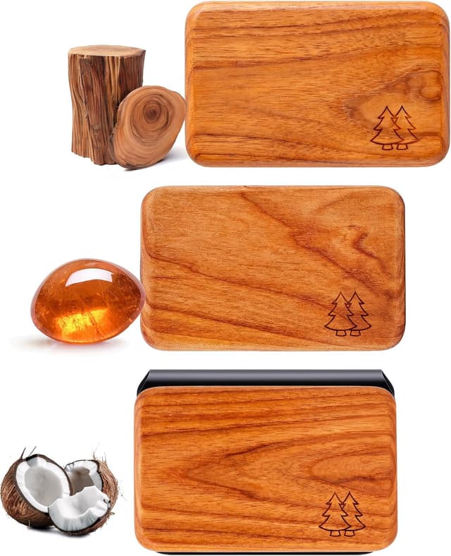 Detalle de Natural Wooden Car Air Freshener Visor Clip (Teak/Coconut/Amber) with Refillable Wood Chips