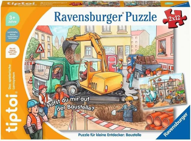Detalle de Ravensburger tiptoi Puzzle 00137 – Chantier de construction, puzzle interactif dès 3 ans