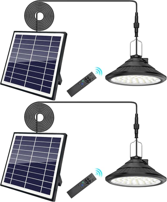 Detalle de Qoolife Lampes solaires suspendues IP66 4500 mAh, télécommande et 3 couleurs (4 niveaux)