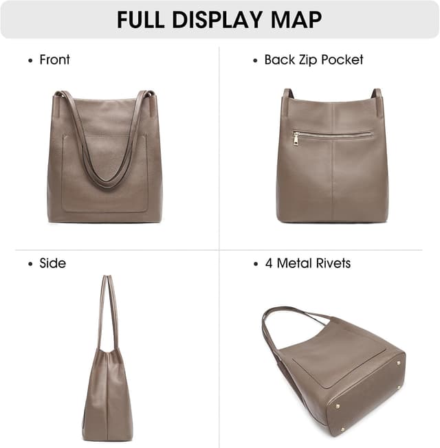 Detalle de Kattee sac fourre-tout en cuir pour femme avec fermeture magnétique