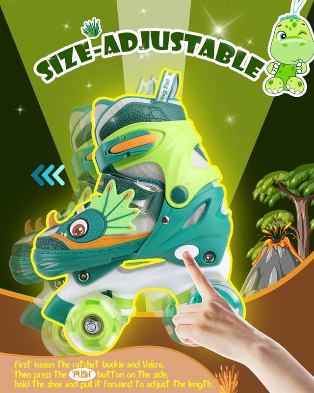 Thumbnail 2 de WESKIFAN Dinosaurio Patines para Niños Patines 4 Ruedas Ajustables