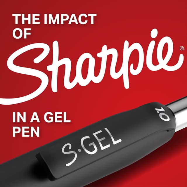 Detalle de Sharpie S-Gel Gel Pens (Pearl White Body) — Black Ink, Medium Point 0.7mm, 12 Count