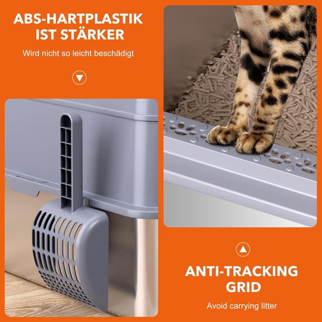 Thumbnail 6 de XXXL Katzenklo aus Edelstahl mit Deckel (70 x 50 x 45 cm) – 2-in-1 geschlossen oder offen, auslaufsicher