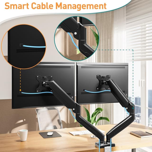 Thumbnail 7 de ELIVED Brazo Doble Ajustable a Gas para Monitores 13-32"🖥