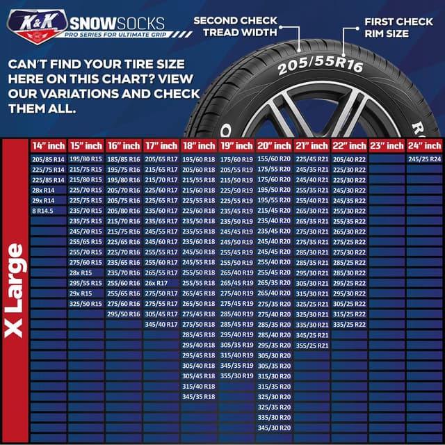 Detalle 2 de K&K Auto XL Snow Tire Socks 2-Pack for SUVs