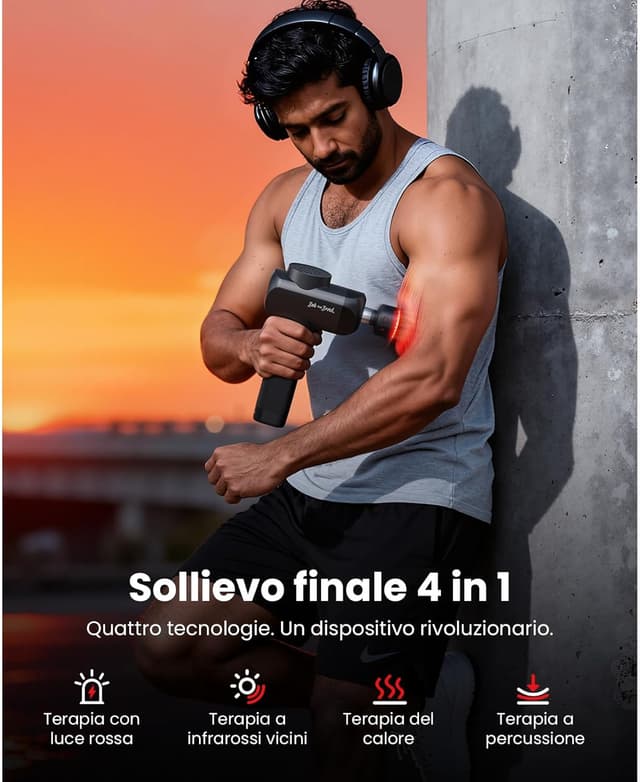 Detalle 2 de BOB AND BRAD X6 Ultra massaggiatore a pistola portatile con calore e terapia LED rossa