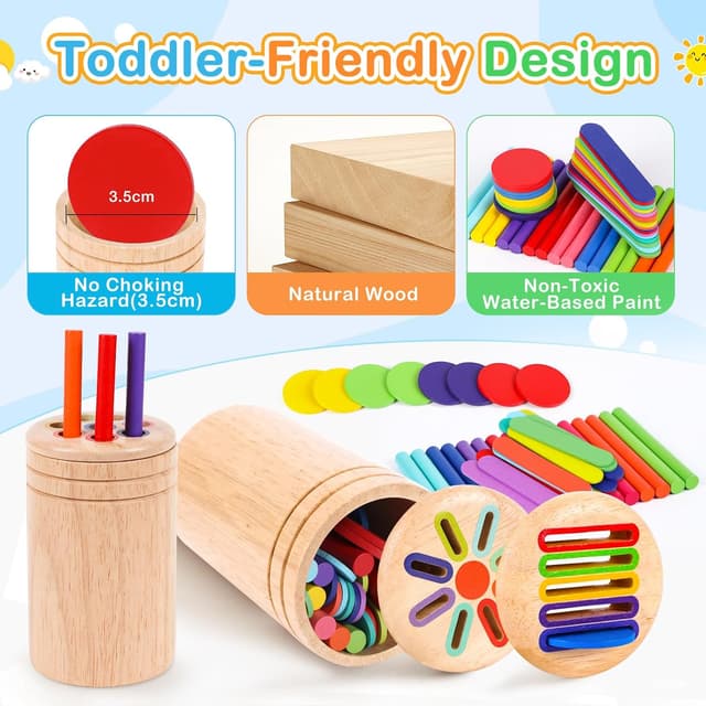 Detalle de Montessori 3-in-1 wooden toy for 1 year olds