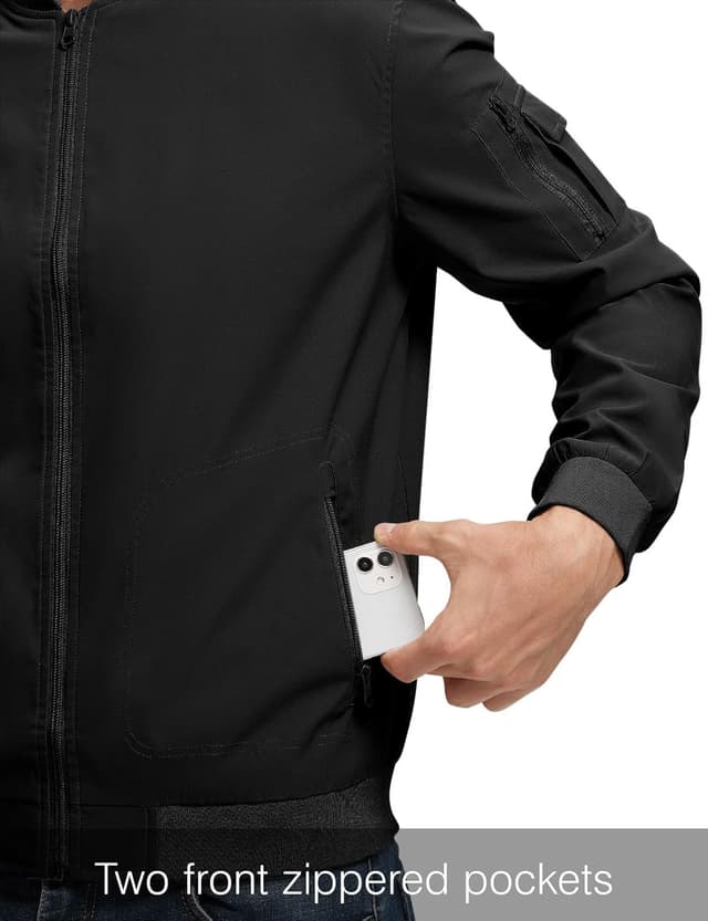 Detalle 2 de Rdruko Men’s Lightweight Bomber Jacket Lightweight Windbreaker (Full-Zip)