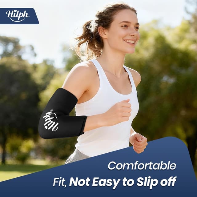 Detalle de Hilph Elbow Ice Pack Compression Sleeve – reusable cold and hot gel wrap (Size M)