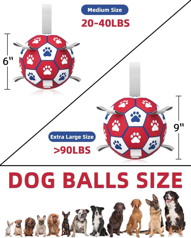 Detalle de HETOO Dog Soccer Ball (Red/White) – interactive, floating ball for small to medium dogs