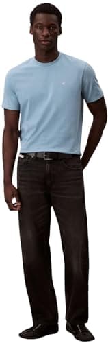 Detalle de Calvin Klein Classic Monogram tee: camiseta de manga corta para hombre con cuello redondo en azul Smoke Blue (XL)