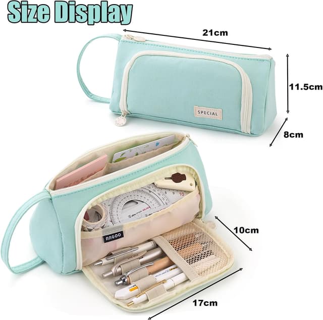 Detalle de ONCCI Federmäppchen für Mädchen: großes 3-Fächer Mäppchen mit Platz für bis zu 60 Stifte