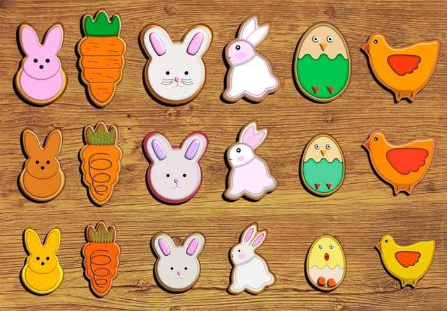 Detalle 2 de 18-Piece Stainless Steel Easter Cookie Cutter Set (Bunny, Bunny Face, Rabbit, Egg, Chick, Carrot)