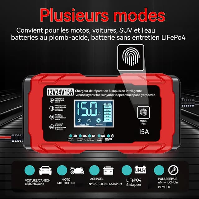 Detalle 2 de TEKXDD chargeur batterie 15 A 12V/24V