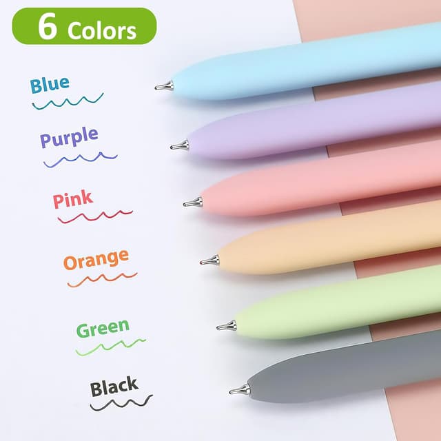 Detalle 2 de FIOVER Colored Pens 6-Pack Gel Pens (0.7mm) for Journaling, Drawing and Notes