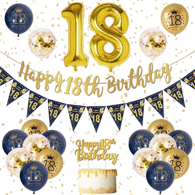 Imagen de 18th Birthday Decorations Boys Blue Gold en OfertitasTOP