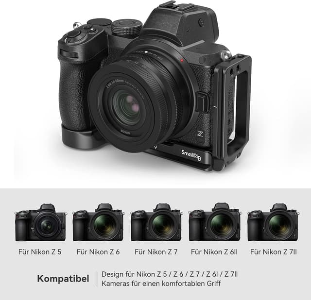 Detalle de SMALLRIG L-Bracket 2947 für Nikon Z5 / Z6 / Z7 / Z6II / Z7II (L Winkel, drehstichere Montage)