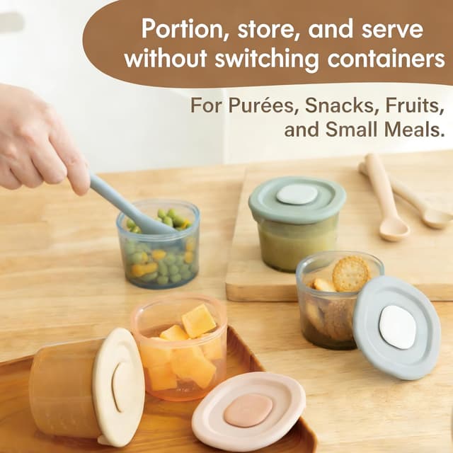 Thumbnail 6 de Moonkie 6er-Set Babybrei-Einfüll- und Einfrierbehälter aus Silikon (120 ml) – auslaufsicher für Gefrierfach & Mikrowelle