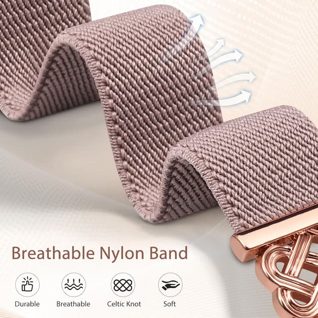 Detalle 2 de Minyee Magnetic Stretchy Band for Apple Watch (38/40/41/42/44/45/46/49mm) with Celtic Knot Nylon Strap