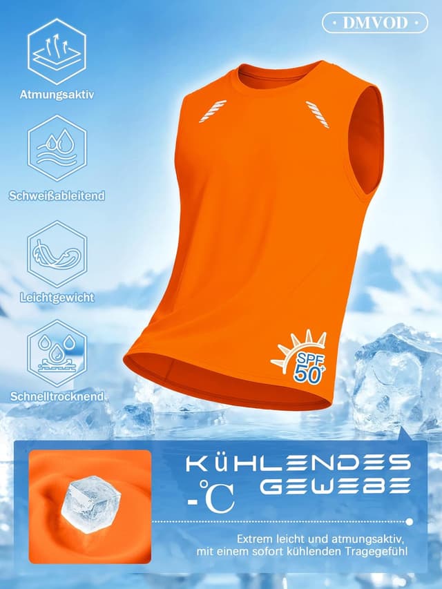 Detalle de Men’s UPF 50+ Sun Protection Mesh Vest T-Shirt (Sleeveless) with Reflective Strip