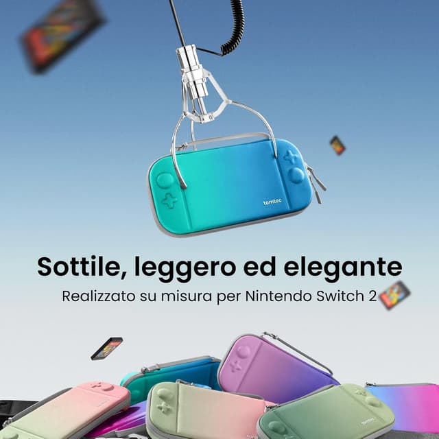 Detalle 2 de t omtoc Custodia per Nintendo Switch 2 (2025) con 12 cartucce: borsa slim da viaggio e protezione antiurto