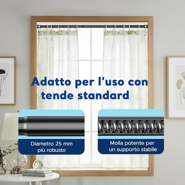 Detalle 2 de BSYXLSX Bastone a pressione per tende nero 71–155 cm, Ø 25 mm