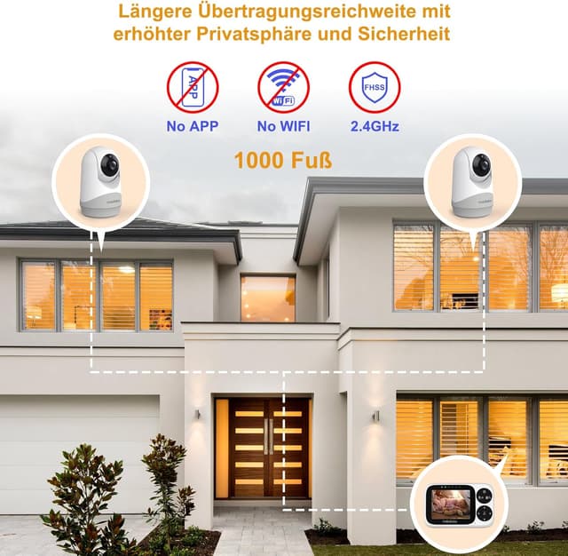 Thumbnail 4 de HelloBaby Babyphone mit 2 Kameras 3,2" Bildschirm