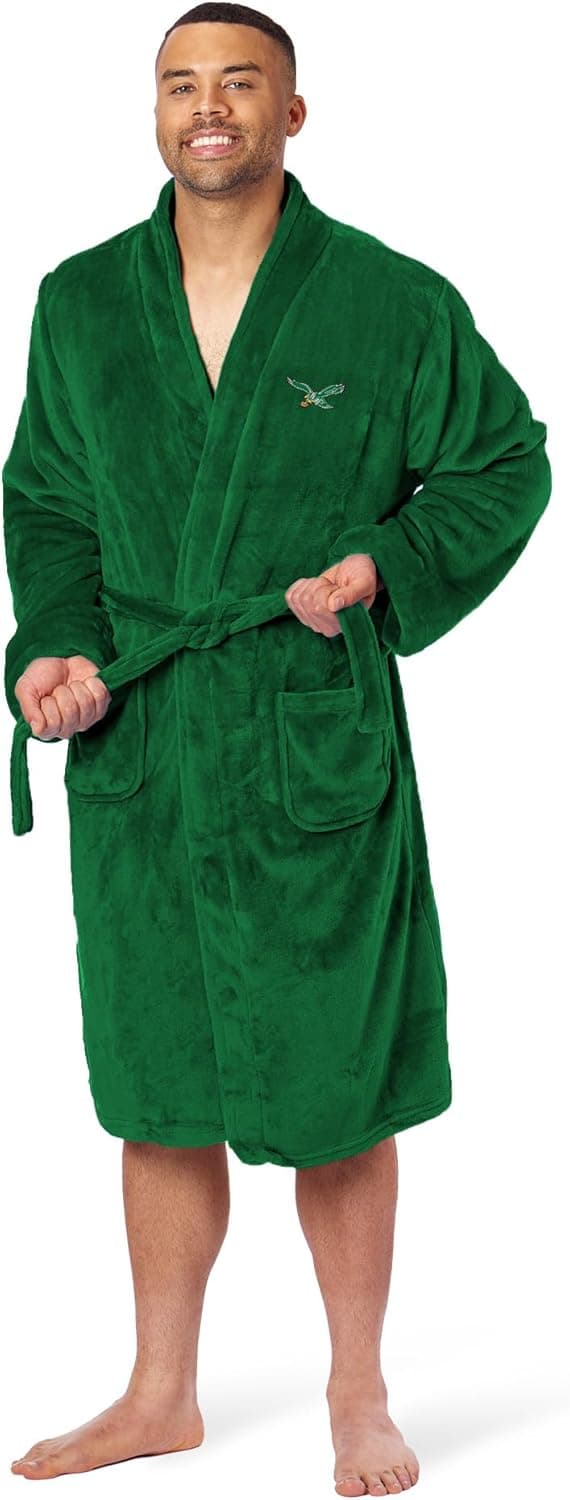 Detalle 2 de Northwest NFL Philadelphia Eagles Retro Adult Unisex Silk Touch Bathrobe (Large/X-Large) - Green