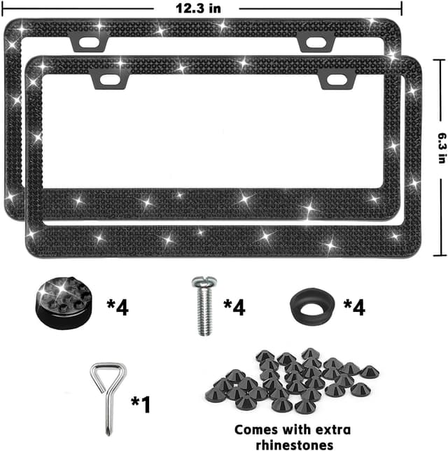 Thumbnail 4 de Luxury Bling License Plate Frames 2 Pack