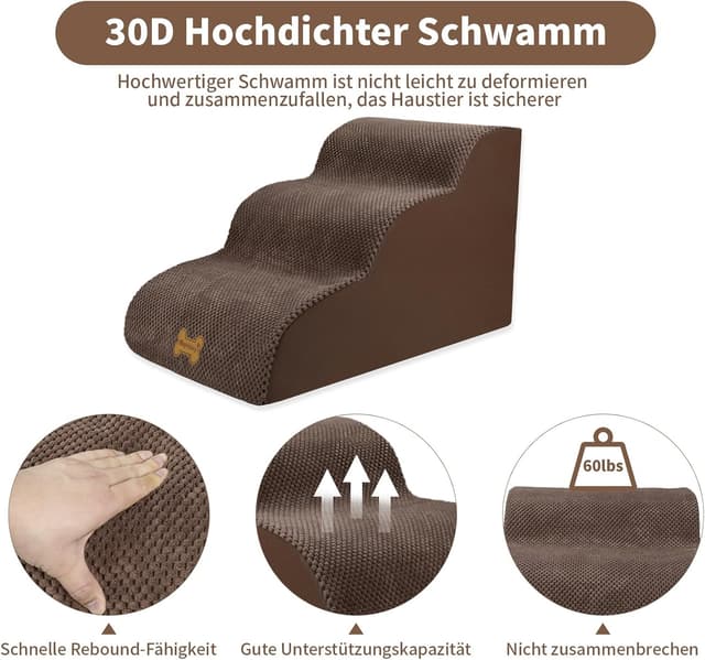 Detalle de Nepfaivy Hundetreppe 3-stufig, 60x40x40 cm