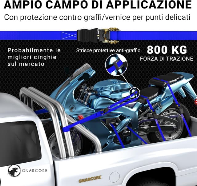 Thumbnail 6 de Cinghie di fissaggio a cricchetto Premium (set da 4) da 800 kg con borsine e certificato DIN EN 12195-2